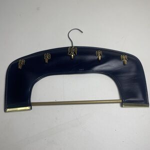 VTG Belt And Scarf Hanger Rack Navy Blue Gold Eagle Embellishments